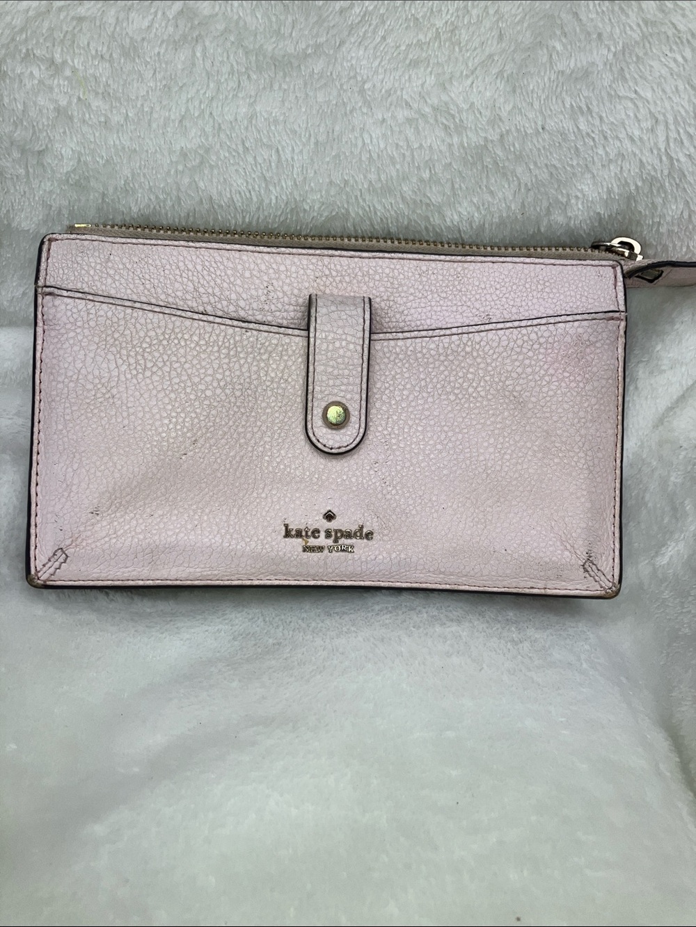 kate spade Pale Pink Pebbled Leather Wristlet Wallet